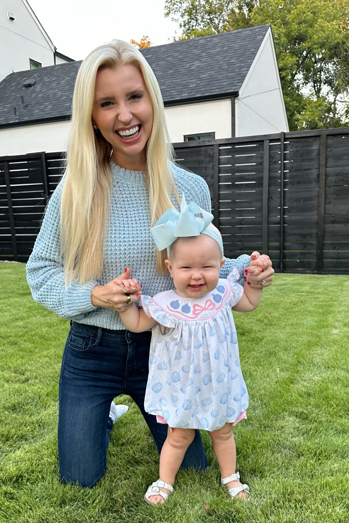 Chenille blue sweater for Fall, cutest pink & blue Fall pumpkin bubble! 

#LTKSeasonal #LTKBaby #LTKFamily