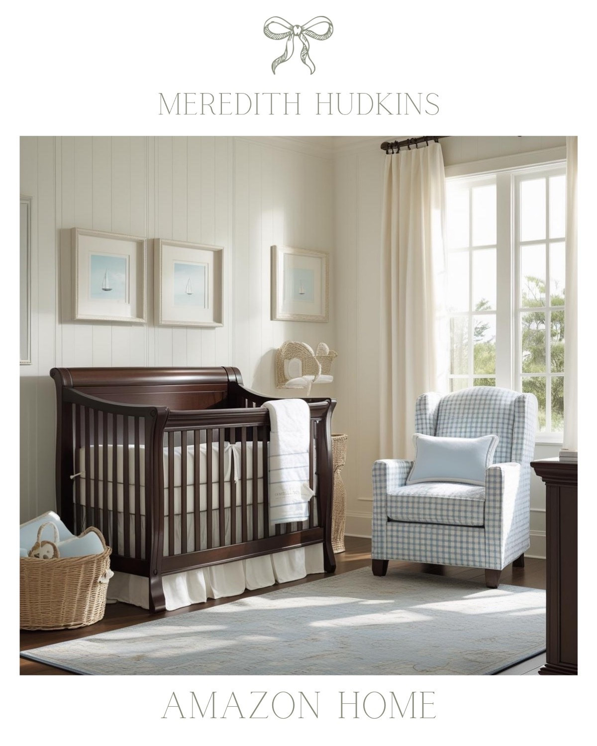 A coastal classic nursery, Ralph Lauren-inspired, clean and inviting. Meredith Hudkins, amazon, amazon home, decor, interior design, nursery, coastal, classic, affordable, rattan, gingham, natural, artwork, curtains 

#LTKSaleAlert #LTKFindsUnder100 #LTKHome
