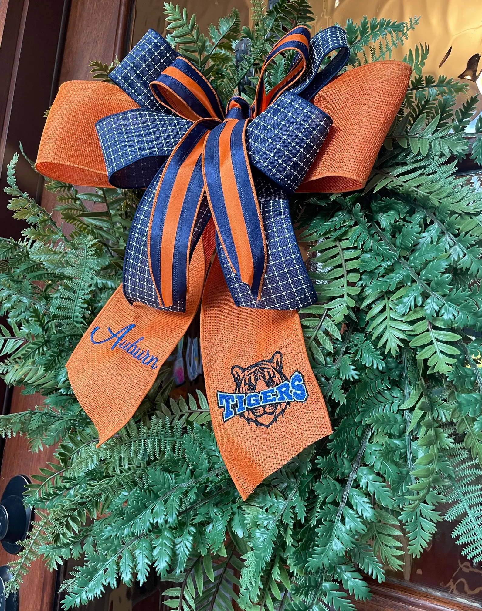 Decorative Embroidered Bow for Wreath - Auburn Tigers - Etsy | Etsy (Global)