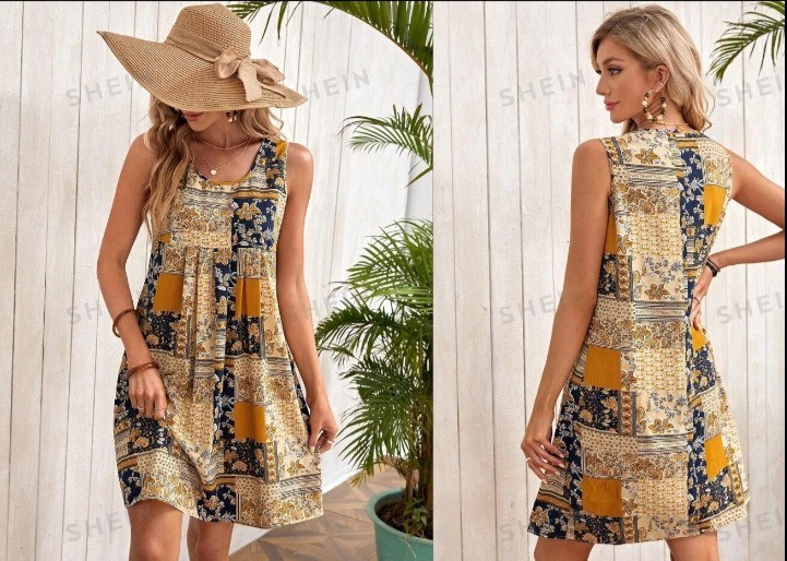 Vestido De Bata Impressão De Retalhos.R$43,31

#LTKbrasil