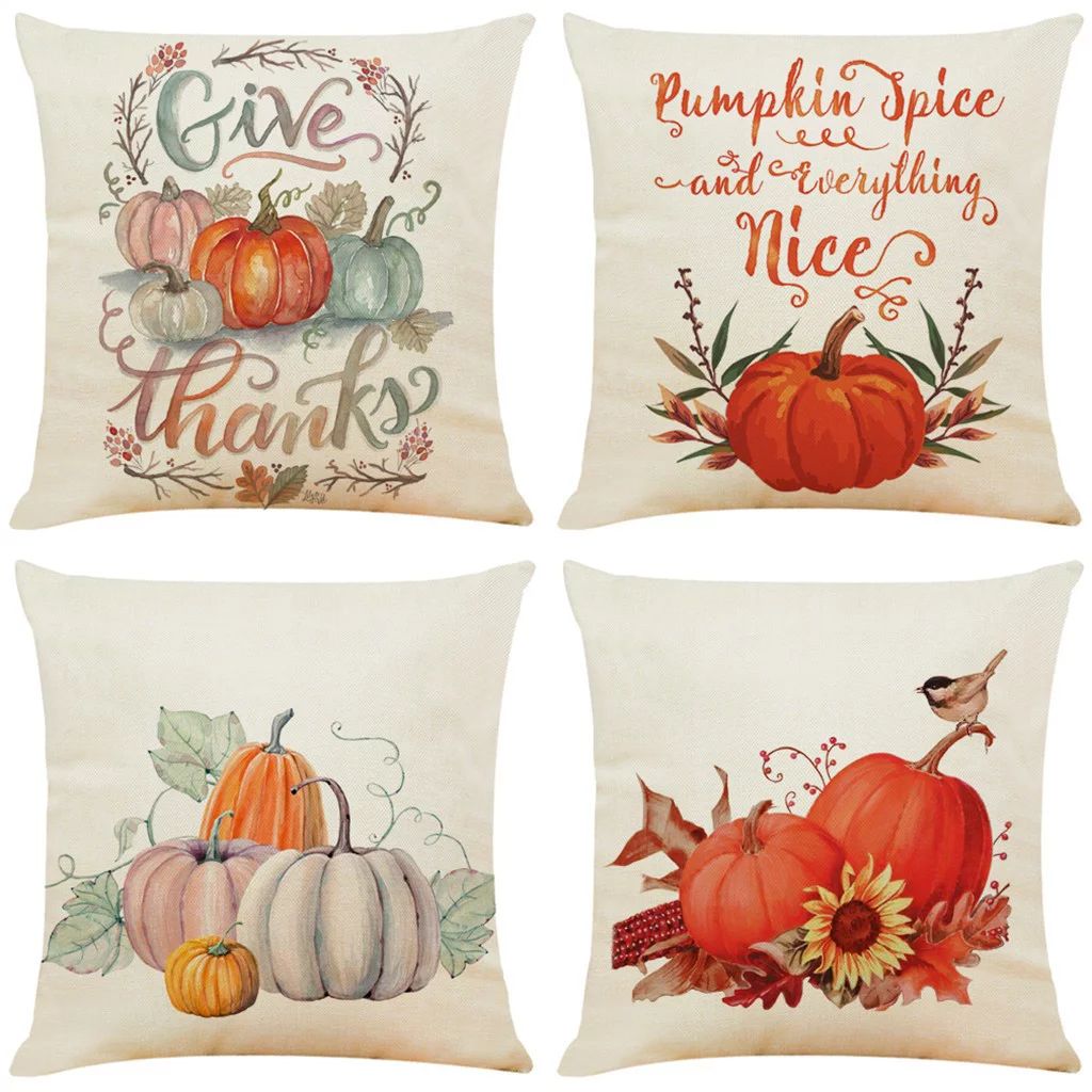 Miarhb Home Decor Cushion Cover Pumpkin Fall Pillowcase Sofa Throw Pillow Covers 4Pcs | Walmart (US)