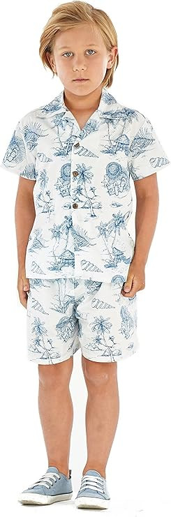 Hawaii Hangover Boy Aloha Luau Shirt Cabana Set in Vintage Tropical Toile | Amazon (US)