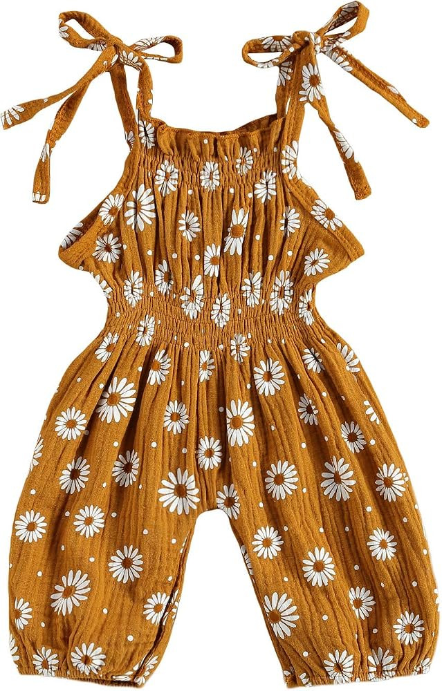 Summer One Piece Outfit Infant Baby Girl Romper Jumpsuit Sleeveless Halter Floral Bodysuit Clothe... | Amazon (US)