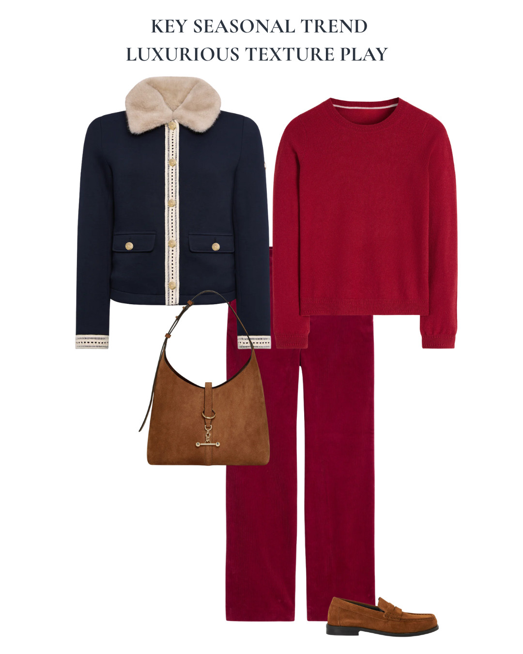 Wearable seasonal trends - luxurious texture play. Mix cashmere, cord, a little faux fur and suede for a luxurious autumn look 

 #LTKautumn #LTKover50style #LTKstyletip