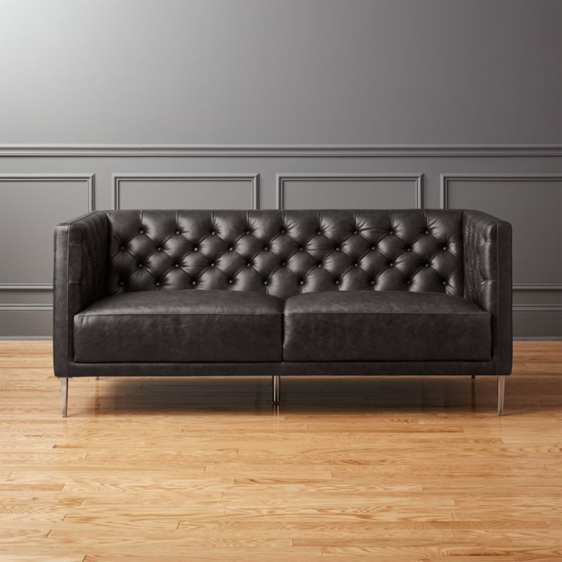 Savile Leather Tufted Apartment Sofa + Reviews | CB2 | CB2