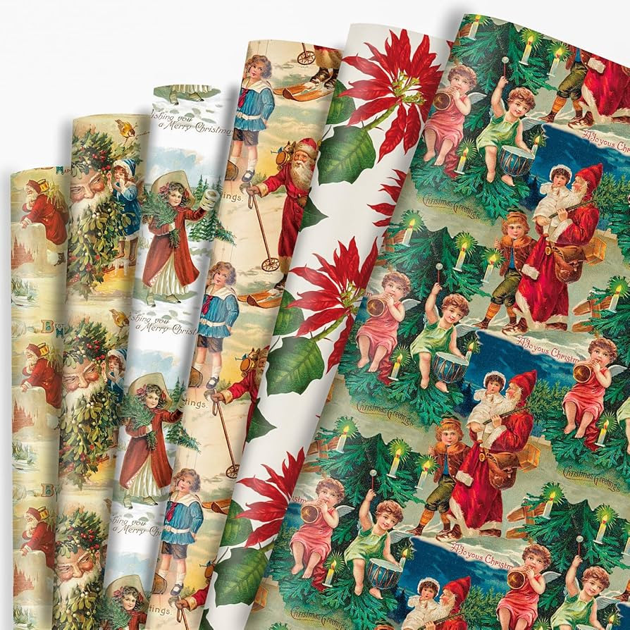 Vnaaem Vintage Christmas Wrapping Paper for Women Girls Boys Men - Retro Xmas Wrapping Paper for ... | Amazon (US)