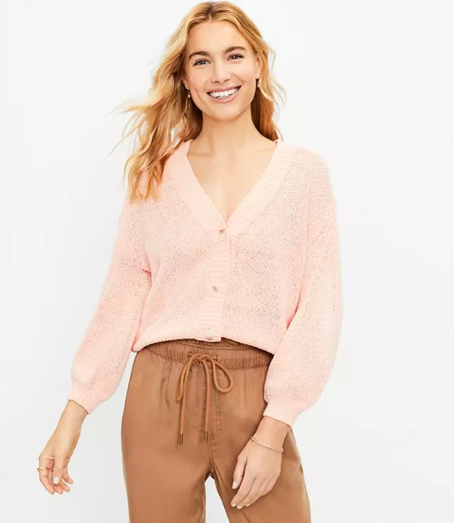 Marled 3/4 Sleeve Cardigan | LOFT
