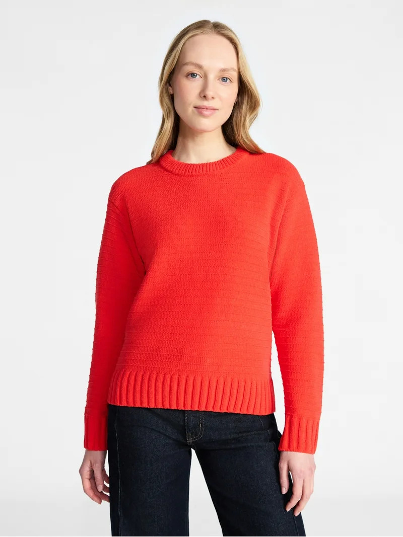 Time and Tru Women's Pullover Chenille Top with Long Sleeves, Sizes XS-XXXL | Walmart (US)