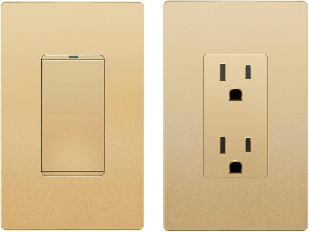 LIDER Lighted Decorator Switch with Screwless Wall Plate and Decorator Receptacle with Cover | Amazon (US)
