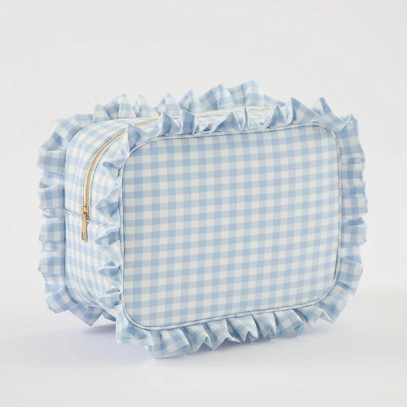 XL Ruffle Cosmetic Toiletry Bag, Travel Bag, Personalized Chenille, Bridesmaid Gift, Gift for her... | Etsy (US)