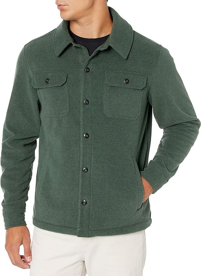 Amazon Essentials Men's Long-Sleeve Polar Fleece Shirt Jacket | Amazon (US)