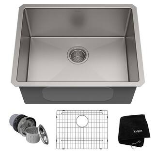 KRAUS Standart PRO 23in. 16 Gauge Undermount Single Bowl Stainless Steel Kitchen Sink KHU101-23 -... | The Home Depot