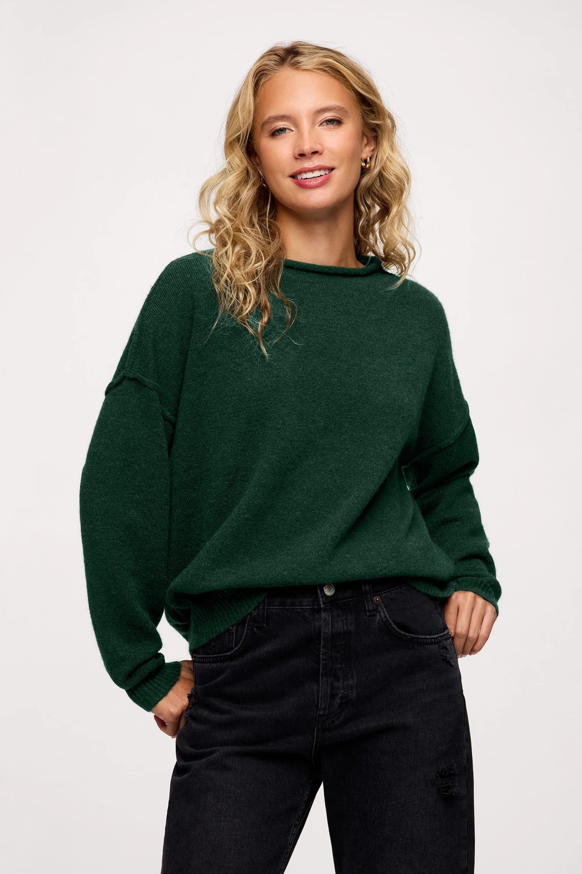 Cozy Knit Mockneck Sweater | Hunter | nuuds