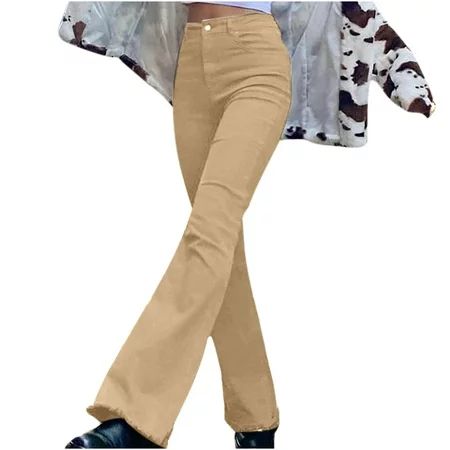 Ziloco Women Fashion Casual Zipper Fly Plus Size Full-Length Pocket Cargo Jeans yoga flare pants for | Walmart (US)