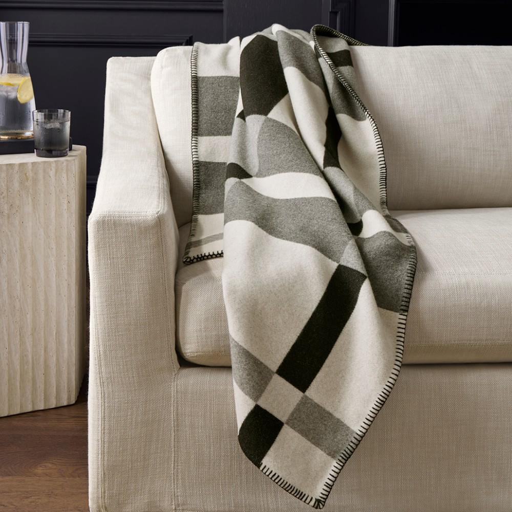 Keiran Wool Jacquard Throw, Black | Williams-Sonoma