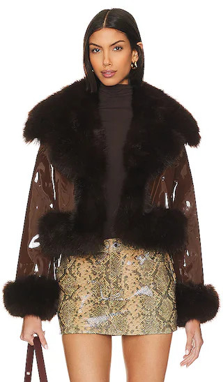 Faux Leather & Fur Jacket in Brown | Revolve Clothing (Global)
