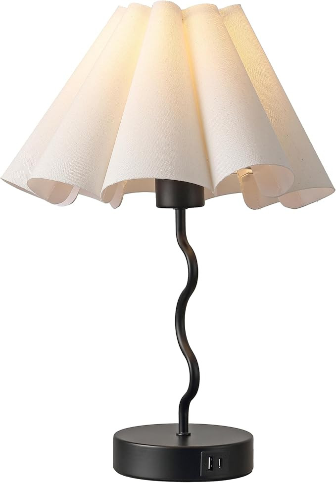 Pleated Table Lamp, Table Lamp for Bedroom, Bedside Lamps for Nightstand with Linen Lampshade, Mo... | Amazon (US)