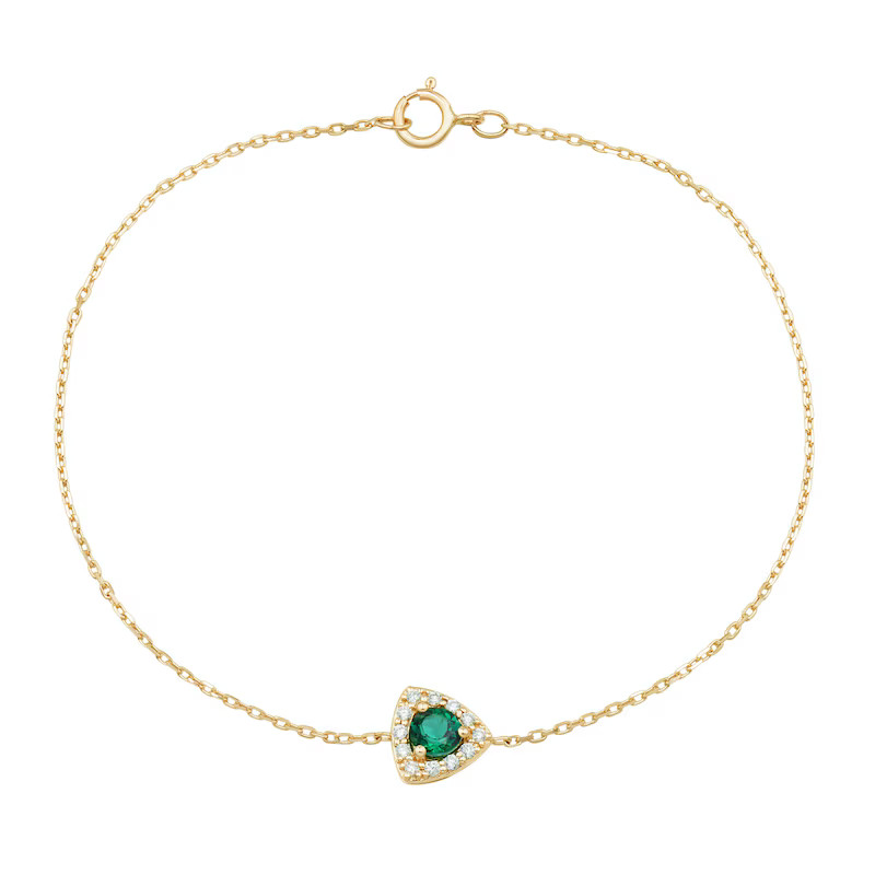 4.0mm Lab-Created Emerald and White Lab-Created Sapphire Triangle Frame Bracelet in 10K Gold - 7.... | Zales