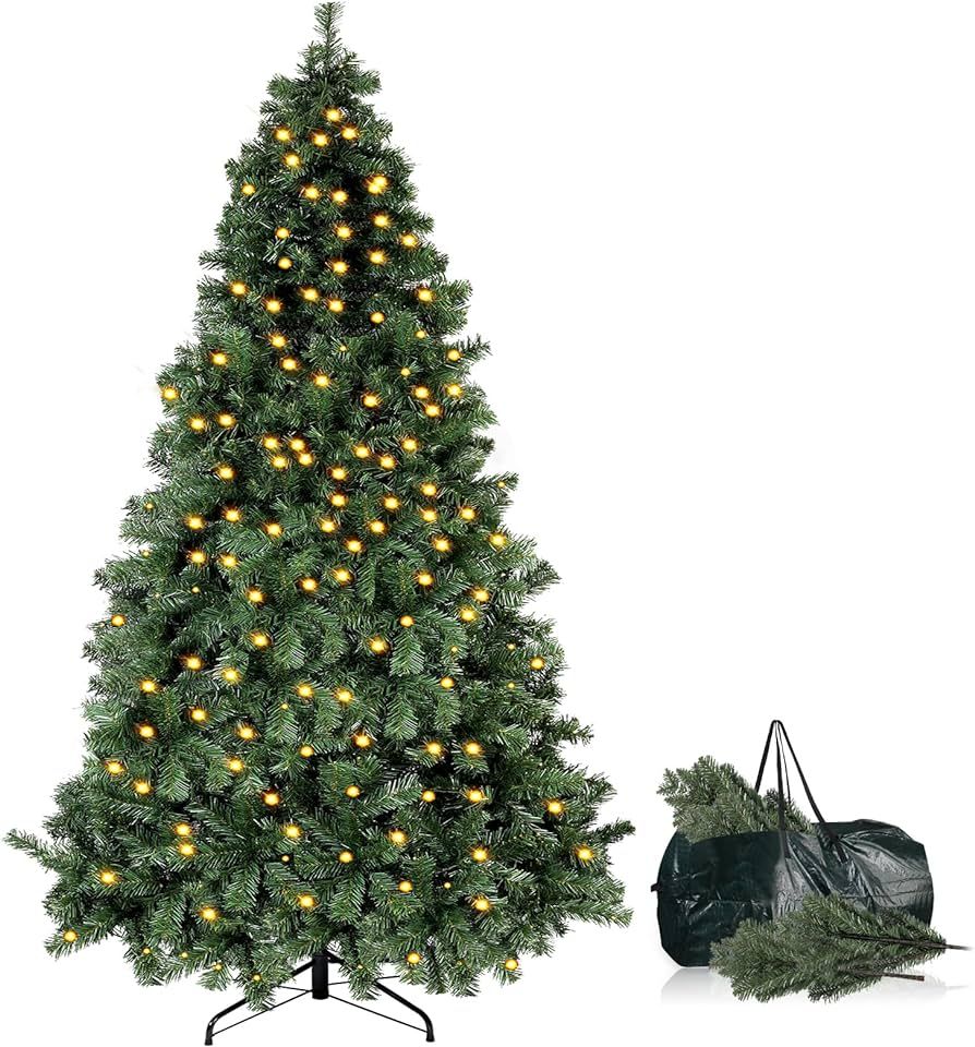 okicoler 6.5ft Pre-Lit Artificial Holiday Christmas Spruce Tree for Home, Office, Party Decoratio... | Amazon (US)