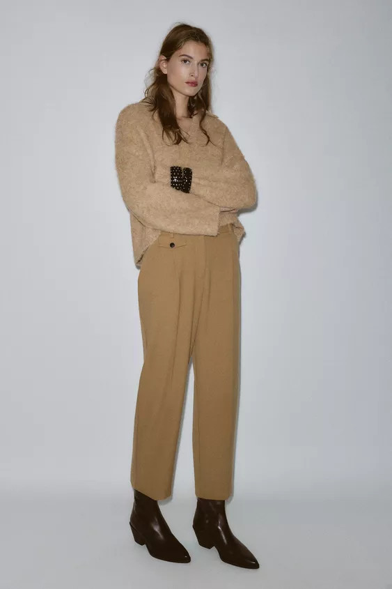 BRUSHED-EFFECT KNIT POLO JUMPER | Zara UK