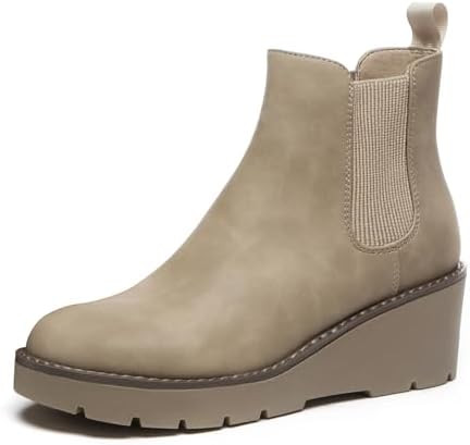 Athlefit Women's Chelsea Wedge Boots Elastic Platform Lug Sole Slip on Wedge Ankle Booties | Amazon (US)