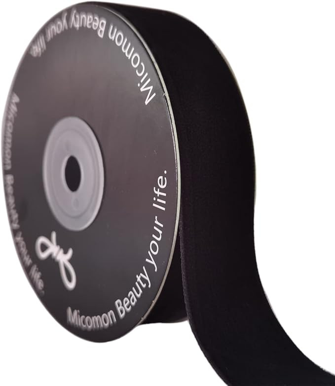 Micomon 1 Inch Black Velvet Christmas Crushed Velvet Ribbons by 10 Yards Spool - (1",Black) | Amazon (US)