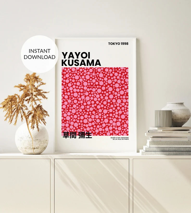 YAYOI KUSAMA Print. Pink Dots Poster. Exhibition Gallery Poster. Colorful Pink Art. Modern Abstra... | Etsy (US)
