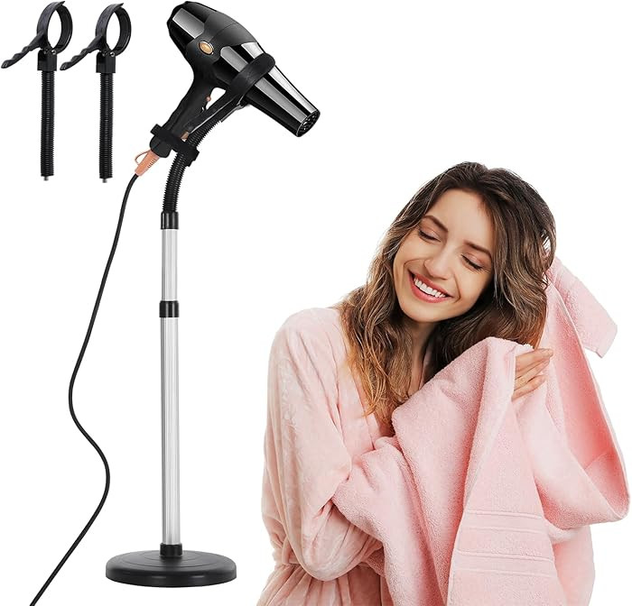 Erytlly Hair Dryer Stand Hands-Free Adjustable 360-Degree Rotating Blow Dryer Stand Hands-Free Me... | Amazon (US)