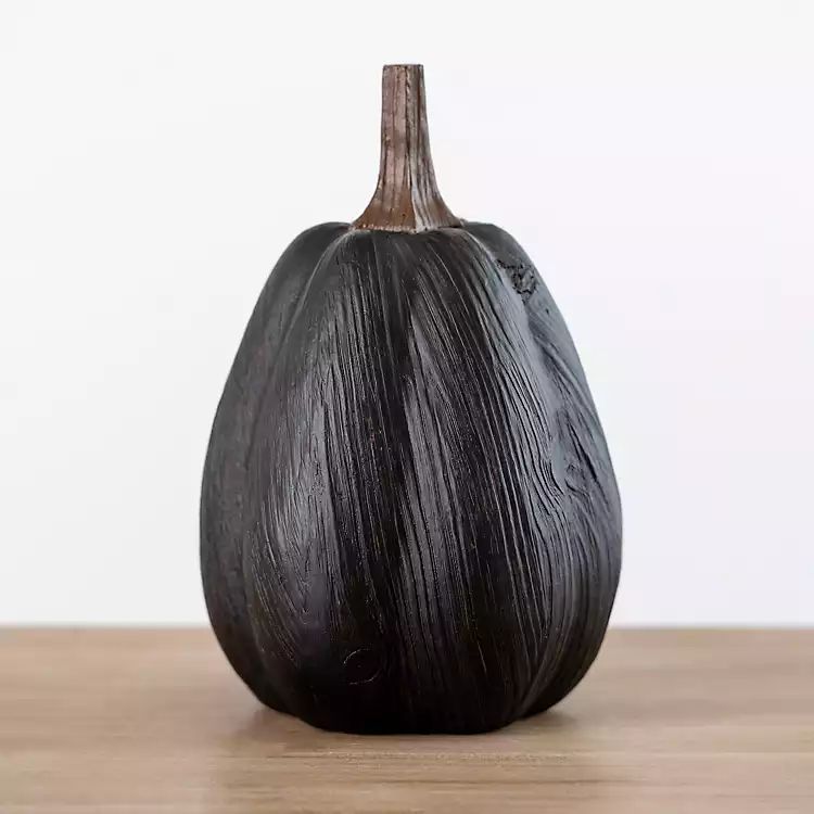 New! Black Wood Grain Pumpkin, 9 in. | Kirkland's Home