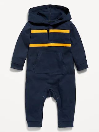 Unisex Striped Hooded Henley One-Piece for Baby | Old Navy (US)
