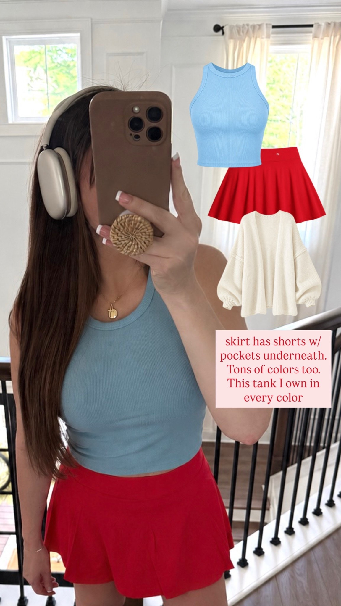 Tank does run smaller. Skirt runs true to size. SO good!! Looks just like Alo! 
Also my fav sweater from Amazon 🍓💙

#LTKootd #LTKSeasonal #LTKgrwm