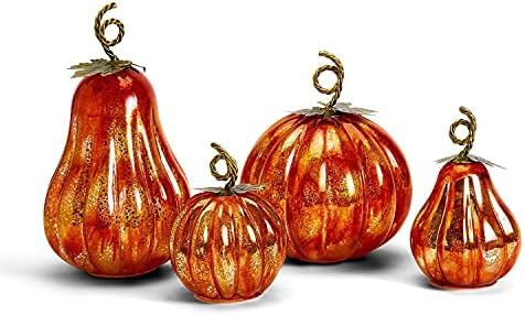 Two's Company 81180 LED Light Up Mercury Glass Pumpkins, Set of 4, Glass | Amazon (US)