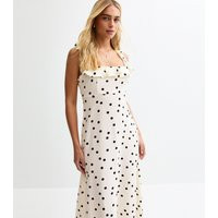 Women's Cream Polka Dot Ruffle Trim Chiffon Midi Dress New Look | New Look (UK)