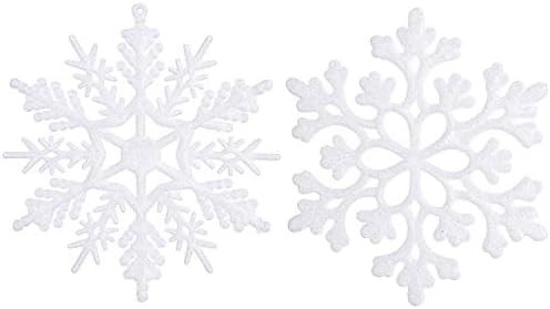 Sea Team Plastic Christmas Glitter Snowflake Ornaments Christmas Tree Decorations, 4-inch, Set of... | Amazon (US)