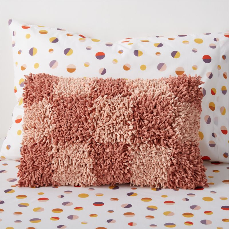 Pink Checkerboard Shag Kids Throw Pillow | Crate & Kids | Crate & Barrel