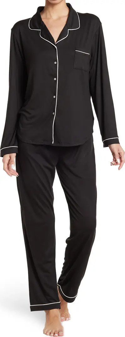 Piped Long Sleeve Button Front Top & Pants Set | Nordstrom Rack