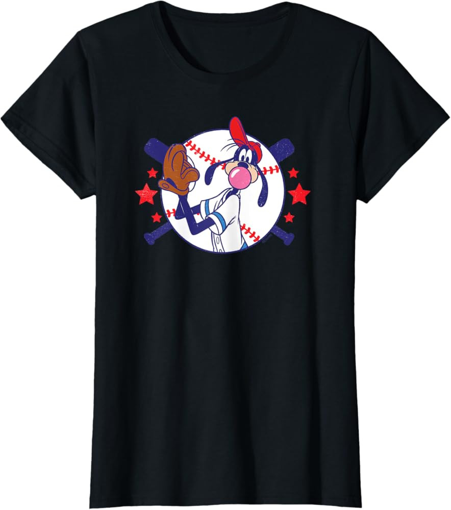 Disney Goofy Baseball Pitcher Bubble Gum Distressed T-Shirt | Amazon (US)
