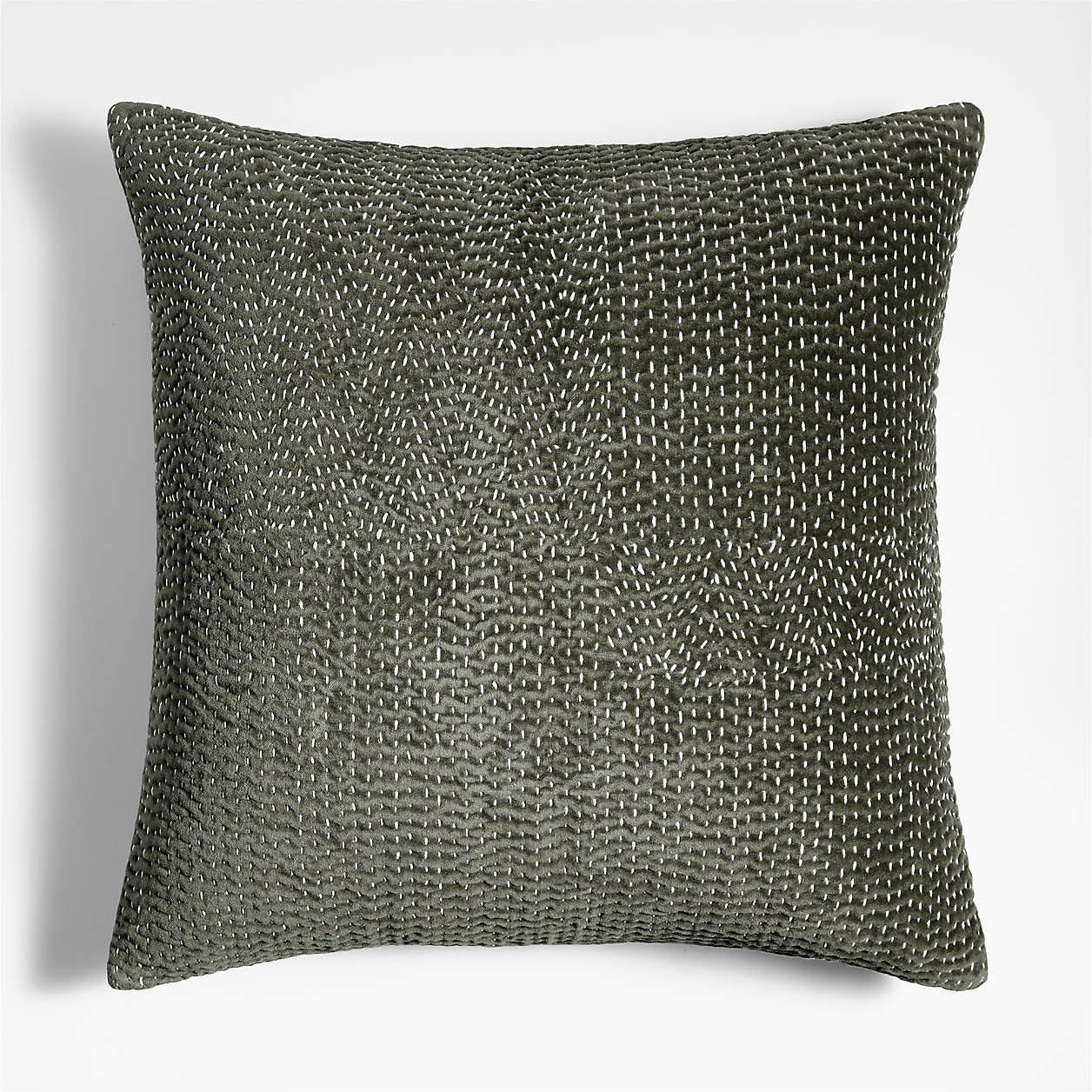 Sashiko Organic Cotton Velvet 20"x20" Chocolate Brown Throw Pillow Cover + Reviews | Crate & Barr... | Crate & Barrel