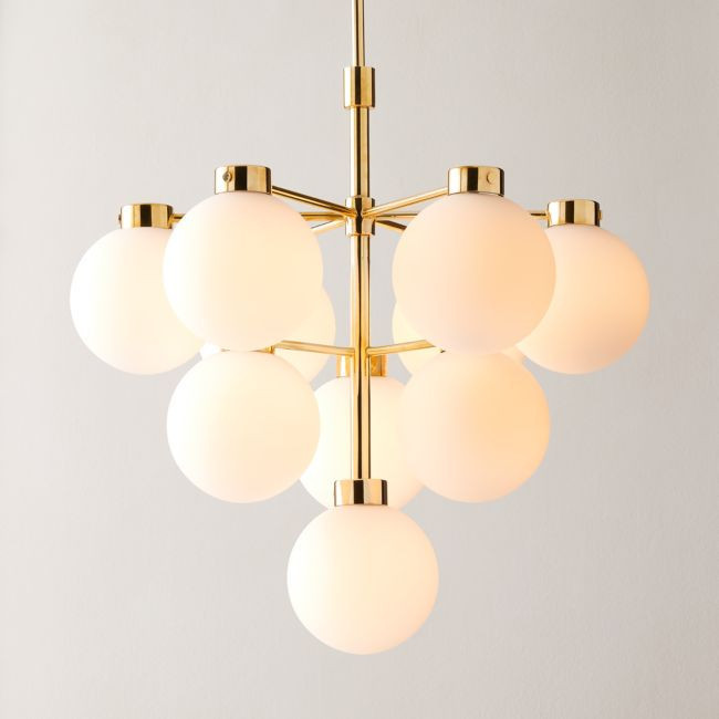 Marra Unlacquered Brass Tiered Pendant Light with Milky Glass Shade | CB2