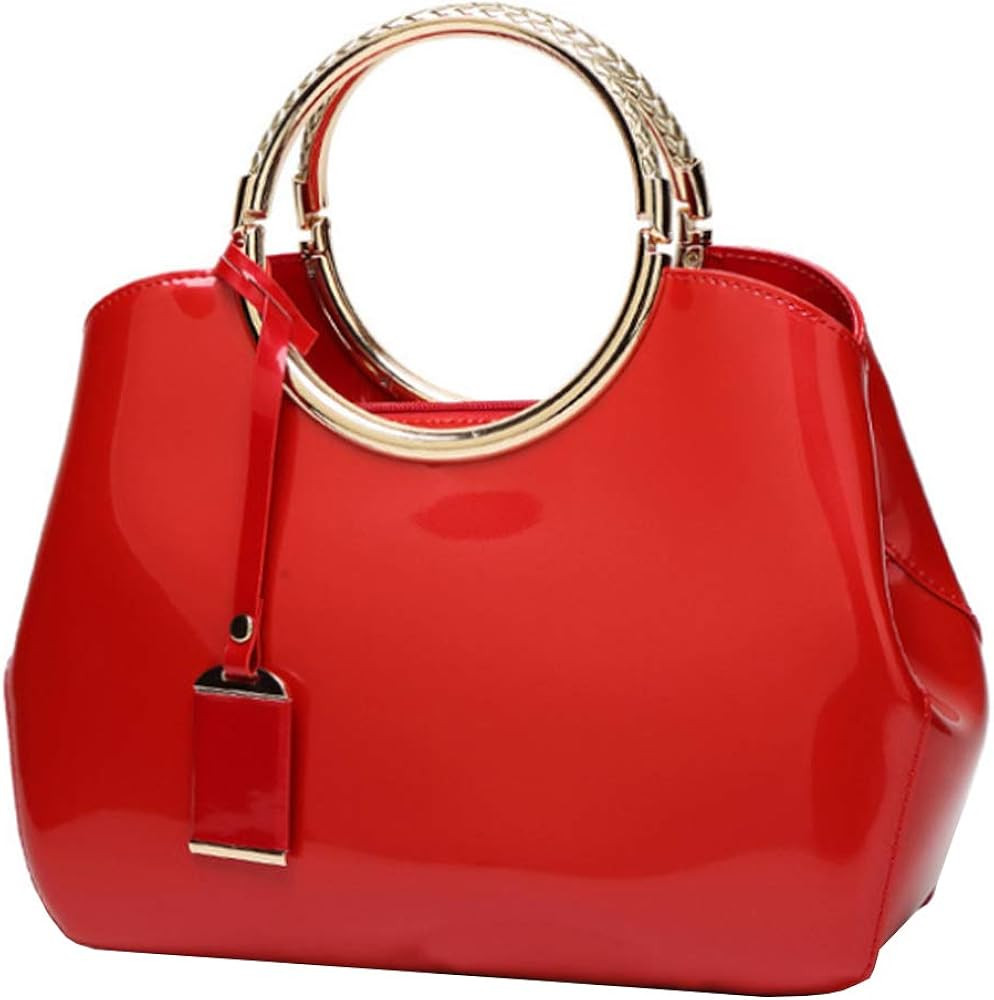 Women Elegant Handbag and Purse Top Handle Bag Patent Leather Tote Satchel Shoulder Clutch Crossb... | Amazon (US)