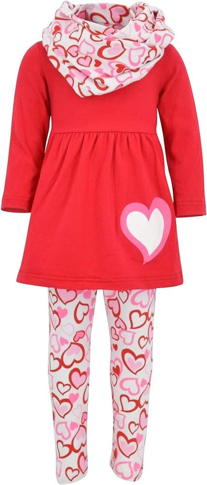 Unique Baby Girls Valentine's Day Red & Pink Hearts Legging Set | Amazon (US)