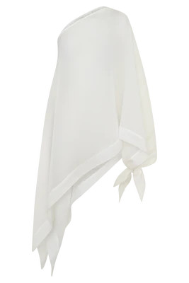 Leilani Sheer Draped Asymmetric Top / Ivory | MESHKI | XL | MESHKI US