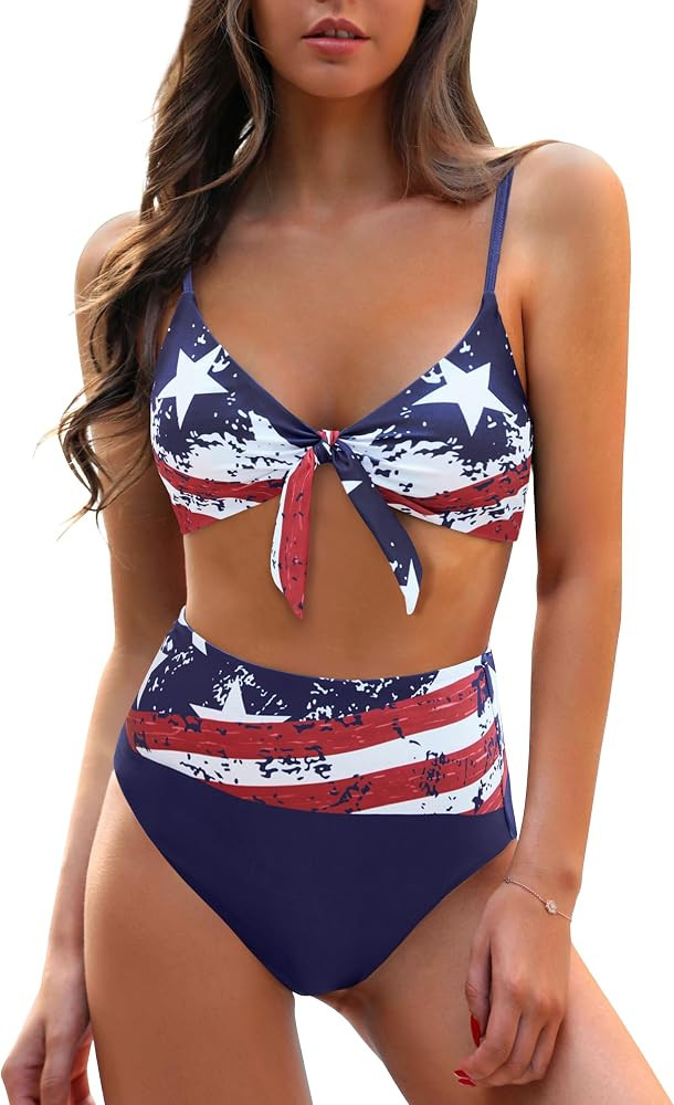 Blooming Jelly Womens High Waisted Bikini Set Tie Knot High Rise Two Piece Swimsuits Bathing Suit... | Amazon (US)