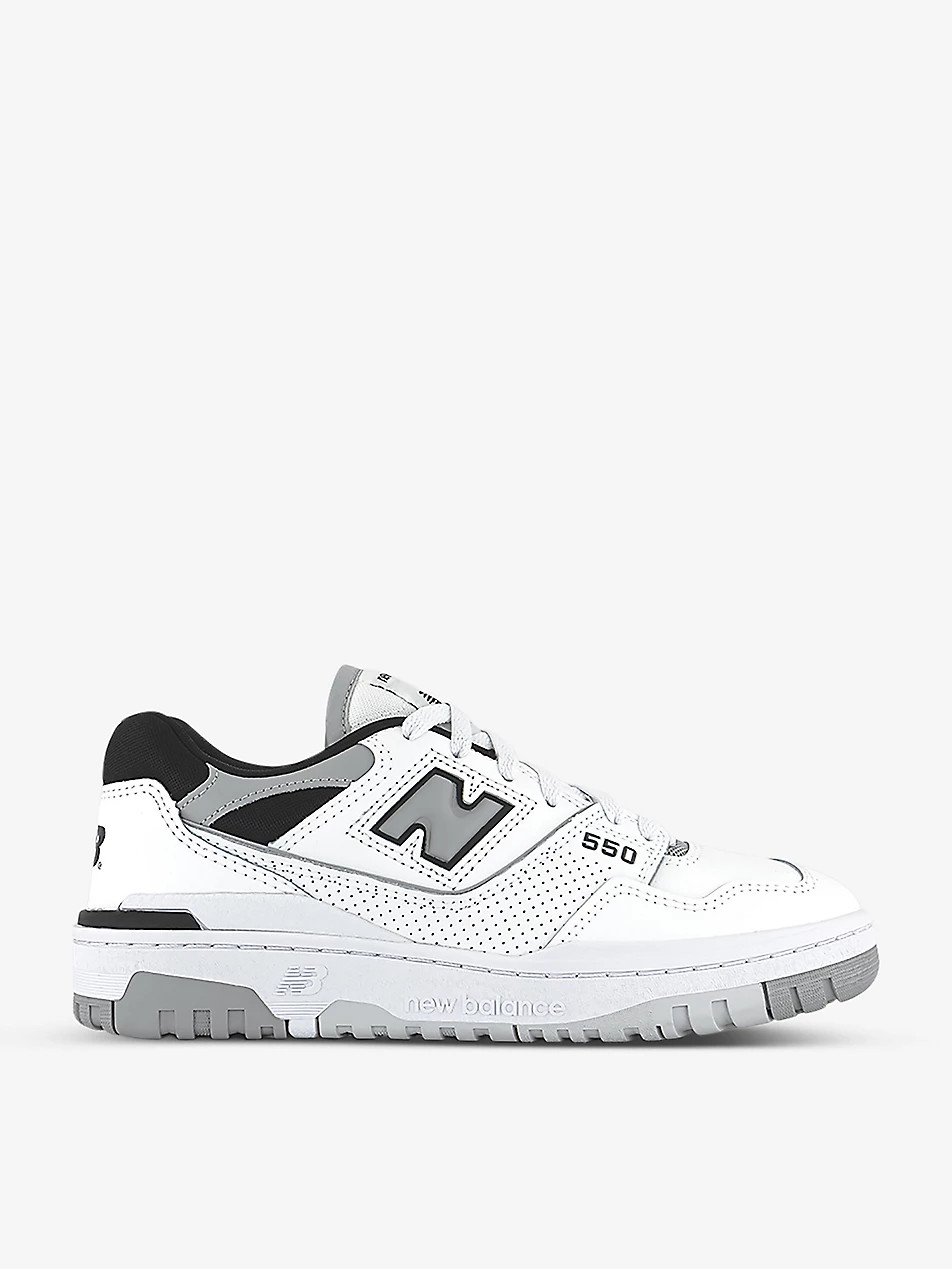 BB550 logo-embossed leather low-top trainers | Selfridges