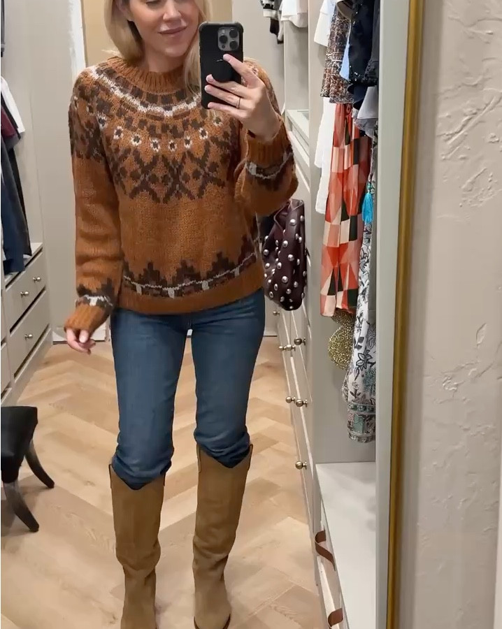 Fair isle sweater
Western boots
Knee high boots
Suede boots 
Jeans
Straight leg jeans
#ltkshoecrush


#LTKFindsUnder50 #LTKFindsUnder100 #LTKSeasonal