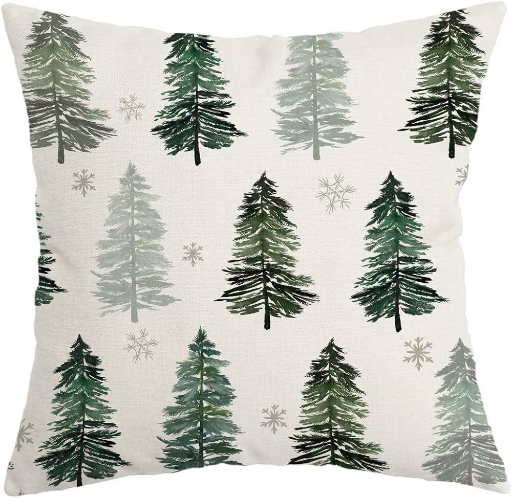 AACORS Christmas Pillow Cover 18X18 Inch Christmas Tree Snowflake Decoration Holiday Farmhouse Wi... | Amazon (US)