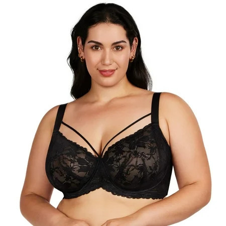 HSIA Womens Plus Size Bras Full Coverage Mesh Unlined Minimizer Bras Black 44DD | Walmart (US)