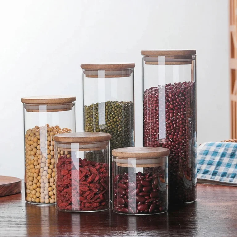 Airtight Wood Lid Clear Glass Jar Food Storage Containers Sealed Canisters Tea Storage Canister S... | Walmart (US)
