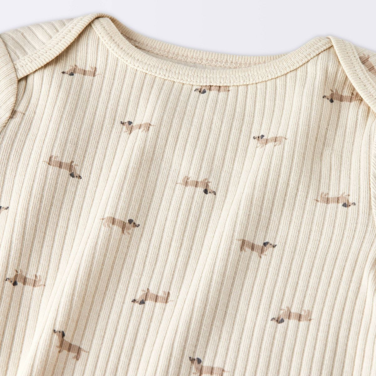 Baby 2pc Weiner Dogs Wide Ribbed Top & Bottom Set - Cloud Island™ Khaki | Target