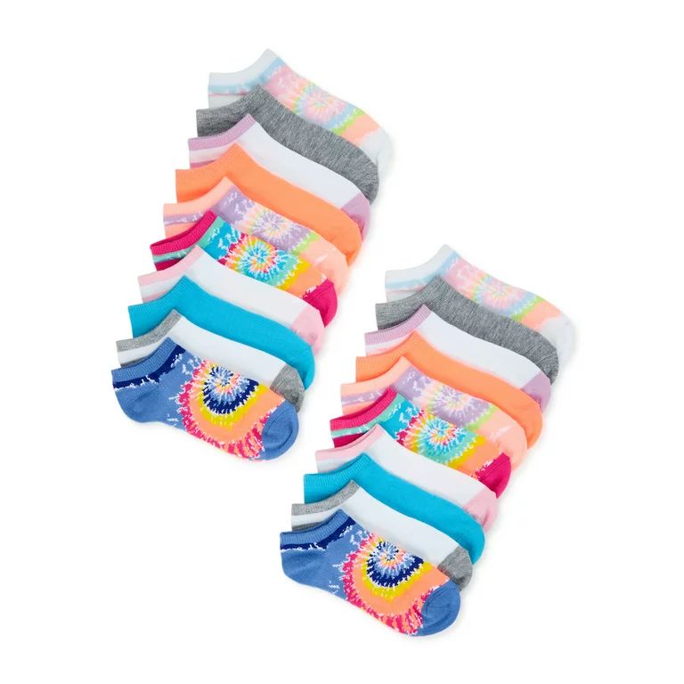 Wonder Nation Girls No Show Socks 20-Pack, Sizes S-L | Walmart (US)